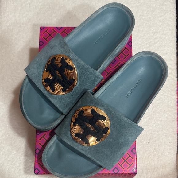 Tory Burch Teal and Gold Women's Sandals - Picture 1 of 11